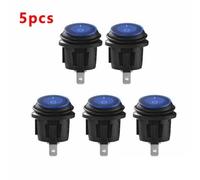 5 X LED Rotondo Rocker Interruttore On Off 12V Spst Blu Luminoso 19mm 3/4 Inch