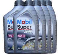 5 X Mobil Super 2000 10W40 Olio motore 1 LT
