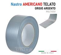 5 X NASTRO AMERICANO TELATO RESISTENTE 50 MM X 25 MT GRIGIO ARGENTO IMPERMEABILE