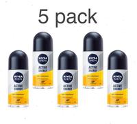 5 x NIVEA MEN ACTIVE ENERGY deodorante roll-on per uomo, 1,7 fl. oz / 50 ml