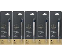 6 X Parker Penna a Sfera Ricariche Inchiostro Nero Pennino Medio Jotter Classico