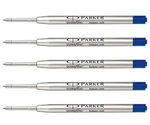 5 x PENNA A SFERA PARKER QUINK FLOW BP REFILL FINE (BLU) CON SPEDIZIONE GRATUITA