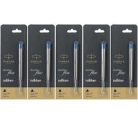 5 x penna a sfera Parker Quink Flow ricarica BP inchiostro blu pennino medio ...