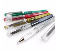 5 X Pentel Hybrid Gel Impugnatura Metallico Penna - Verde ,Oro,Rosso ,Argento E