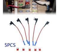 5 X Porta Fusibile Mini A Filo & Fusibile A Circuito ATM APM Da 12Volt
