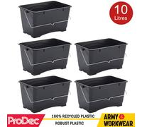 5 X PRODEC 10 Litri Secchio Di Plastica Nera Per Vernice Con Manici