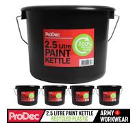 Bollitore ProDec da 2,5 litri in plastica riciclata al 100% per decantare pitture, vernici, trattamenti per il legno da barattoli più grandi e per mescolare la pasta per carta da parati