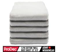 5 X Prodec Polvere Foglio 12ft x 9ft Cotone Protect Pavimento Mobili Assorbente