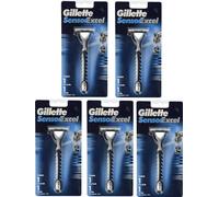 5 x Rasoio GILLETTE SENSOR EXCEL 1 Manico + 1 Cartuccia SPEDIZIONE VELOCE GRA...