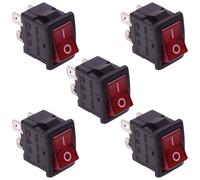 5 x Rossi Acceso-Spento 110V Illuminato Rettangolo Rocker Interruttore Dpst 10A