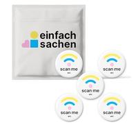 5 X Scan Me NFC Sticker - universale programmabile per siti web, social media e biglietti da visita digitali, effetto 3D, riutilizzabile, senza contatto, diametro 3 cm