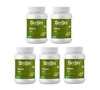5 x Sri Sri Tattva Neem 300 compresse 300 mg per la salute della pelle scaden...