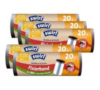 5 X Swirl fascetta di fissaggio Sacchi della spazzatura 20L (15 PZ./Rotolo)
