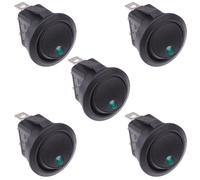 5 x Switch Electronics Interruttore Rocker Circolare LED Verde 12V SPST 16A Auto