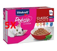 5 X Vitakraft Cat Poesie Classique 12 Buste Da 85 Grammi (3 Pollo, 3 Tacchino,