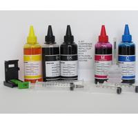 5 x100 ml kit inchiostro compatibile per ricarica cartucce Stampante Hp 615 c