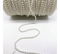 5 yard/lotto 4,0 mm Linea Perle Artificiali Perline Catena Ghirlanda Fiori Decorazione Festa Matrimonio Spose Copricapo Gioielli Accessorio-Beige