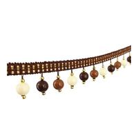 5 Yards Elegant Lace Braid Hanging Beads Tassel Fringe Trim for Curtain, Sofa, Tablecloth Decoration - Premium Polyester Sewing Accessories(Bruin)