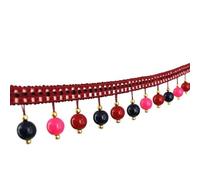 5 Yards Elegant Lace Braid Hanging Beads Tassel Fringe Trim for Curtain, Sofa, Tablecloth Decoration - Premium Polyester Sewing Accessories(Red)