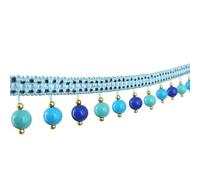 5 Yards Elegant Lace Braid Hanging Beads Tassel Fringe Trim for Curtain, Sofa, Tablecloth Decoration - Premium Polyester Sewing Accessories(Blu)