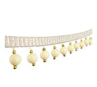 5 Yards Elegant Lace Braid Hanging Beads Tassel Fringe Trim for Curtain, Sofa, Tablecloth Decoration - Premium Polyester Sewing Accessories(Beige)