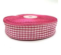 5 yards/lotto 10/15/20/25mm Nastro a quadri rossi Nastro stampato a griglia per la casa Matrimonio Natale Decorazione fai da te Confezione regalo-Rosa-25mm 5 yards