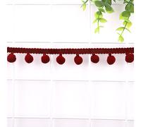 5 Yards - Passamontagna con pompon da 12 mm, per fai da te, accessori per il fai da te, vestiti, costumi, cucito, decorazione, rosso vino