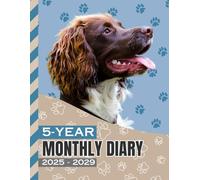 5-Year Monthly Diary 2025-2029: 8.5x11 Daily Dated Notebook / Goal Planning Journal With To Do Lists / Personal Event Organizer Gift / English Springer Spaniel Dog Art on Paw Print Pattern Cover