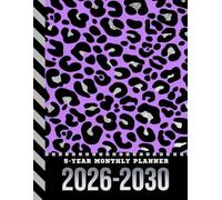 5-Year Monthly Planner 2026-2030: Dated Large / 60 Month Agenda / With Notes Pages - To Do List / Cheetah Leopard Animal Print - Purple Black Silver Theme