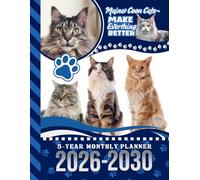 5-Year Monthly Planner 2026-2030: Dated Large / 60 Month Agenda / With Notes Pages - To Do List / Maine Coon Cat Art Cover Design