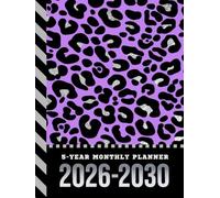 5-Year Monthly Planner 2026-2030: Hardcover / Dated Large / 60 Month Agenda / With Notes Pages - To Do List / Cheetah Leopard Animal Print - Purple Black Silver Theme