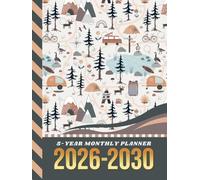5-Year Monthly Planner 2026-2030: Hardcover / Dated Large / 60 Month Agenda / With Notes Pages - To Do List / Camp Camper Camping Pattern - RV Road Trip Travel Cover Design