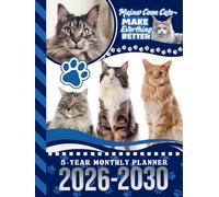 5-Year Monthly Planner 2026-2030: Hardcover / Dated Large / 60 Month Agenda / With Notes Pages - To Do List / Maine Coon Cat Art Cover Design