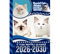 5-Year Monthly Planner 2026-2030: Hardcover / Dated Large / 60 Month Agenda / With Notes Pages - To Do List / Ragdoll Cat Art Cover Design