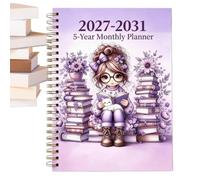 5 Year Planner - Reading Journal, Yearly Calendar, Goal Tracking Notebook | Long Term Organizer - Reading Record for Personal Planning | Printed Paper, Spiral Binding, Date Sections, Writing Pages