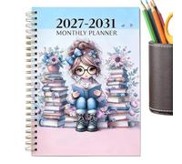 5 Year Planner - Reading Journal, Yearly Calendar, Goal Tracking Notebook | Long Term Organizer - Reading Record for Personal Planning | Printed Paper, Spiral Binding, Date Sections, Writing Pages