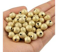 50/100/200/500 pezzi 4 6 8 10 12 mm color oro perline distanziatrici rotonde in acrilico perline con estremità a sfera smerigliata per la creazione di gioielli con braccialetti-oro-10mm 100 pezzi