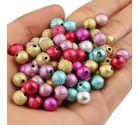 50/100/200/500 pezzi 4 6 8 10 12 mm color oro perline distanziatrici rotonde in acrilico perline con estremità a sfera smerigliata per la creazione di gioielli con braccialetti-mix-10mm 100 pezzi