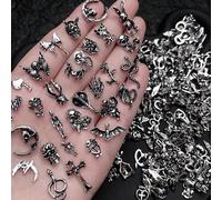 50/100/200/500 pezzi Decorazioni per unghie in lega nera retrò stile gotico punk, con teschi 3D, croci, mani, pipistrelli, cuori, ragni, fiori, serpenti, demoni, scheletri, conigli, ossa, adatti per u