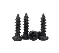 50/100/ 200/500 pz M1 M1.2 M1.4 M1.7 M2 M2.6 M3 M3.5 Vite autofilettante a testa tonda con croce piatta piccola in acciaio nero(3.5mm,M1.5x200pcs)