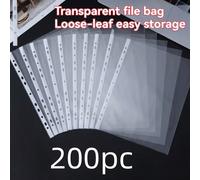 50/100/200 pezzi Buste trasparenti A4 con 11 fori, cartelle portadocumenti minimali e durevoli, forniture per ufficio e scuola Policloruri di vinile