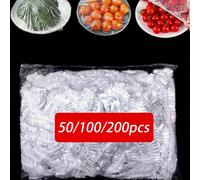 50/100/200 pezzi Coperchi in plastica trasparente, pellicola in PE, coperchi per ciotole in plastica, coperchi per avanzi, coperchi anti-polvere per pane, per spuntino, frutta secca, cereali, mantiene