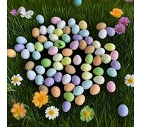 50/100/200 pezzi Set di uova di Pasqua colorate e realistiche, decorazioni per la casa primaverile, centrotavola per feste, decorazioni per paesaggi in miniatura, design di uova d'uccello colorate, or
