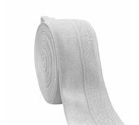 50 100 iarde per rotolo 1-1/2" 40 mm FOE lucido elastici pieghevoli fasce in raso spandex fettuccia fascia per capelli vestito cucito Trim-argento chiaro-100 iarde