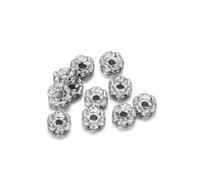 50/100 pezzi 4 6 8 10mm oro strass rondelle perline perline allentate del distanziatore per gioielli fai da te accessori per la creazione di accessori-rodio-6mm x 100 pezzi