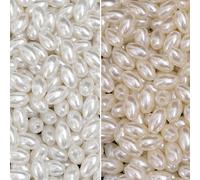 50-100 pezzi di perle ovaliformi lisce e in ABS con fori, perline sciolte bianco puro e beige, perline con foro dritto, adatte per la realizzazione di gioielli, bracciali, cavigliere, collane - perfet