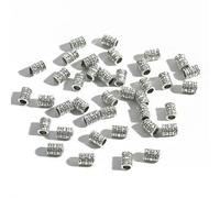 50/100 pezzi di perline cilindriche di dimensioni miste in lega di accessori e parti per gioielli placcati in argento antico, accessori per gioielli fai da te - 7x5 mm 50 pezzi