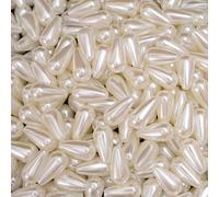 50/100 pezzi di perline lisce a forma di goccia in ABS, perline sfuse bianco puro e beige, utilizzate per realizzare gioielli, braccialetti, cavigliere, collane - perfette per realizzare catene per ce