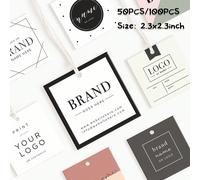 50/100 pezzi Etichette quadrate personalizzate da 5,8 cm con cordini in iuta, etichette stampabili, cartellini di carta fai-da-te, adatti per bottiglie, cottura, Ognissanti, Natale, Ringraziamento, Pa