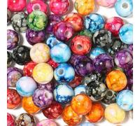 50-100 pezzi/lotto 8/10/12 mm perline rotonde craquelé perline acriliche per la creazione di gioielli perline sciolte multicolori fai da te bracciale collana-colori misti-8 mm-100 pezzi